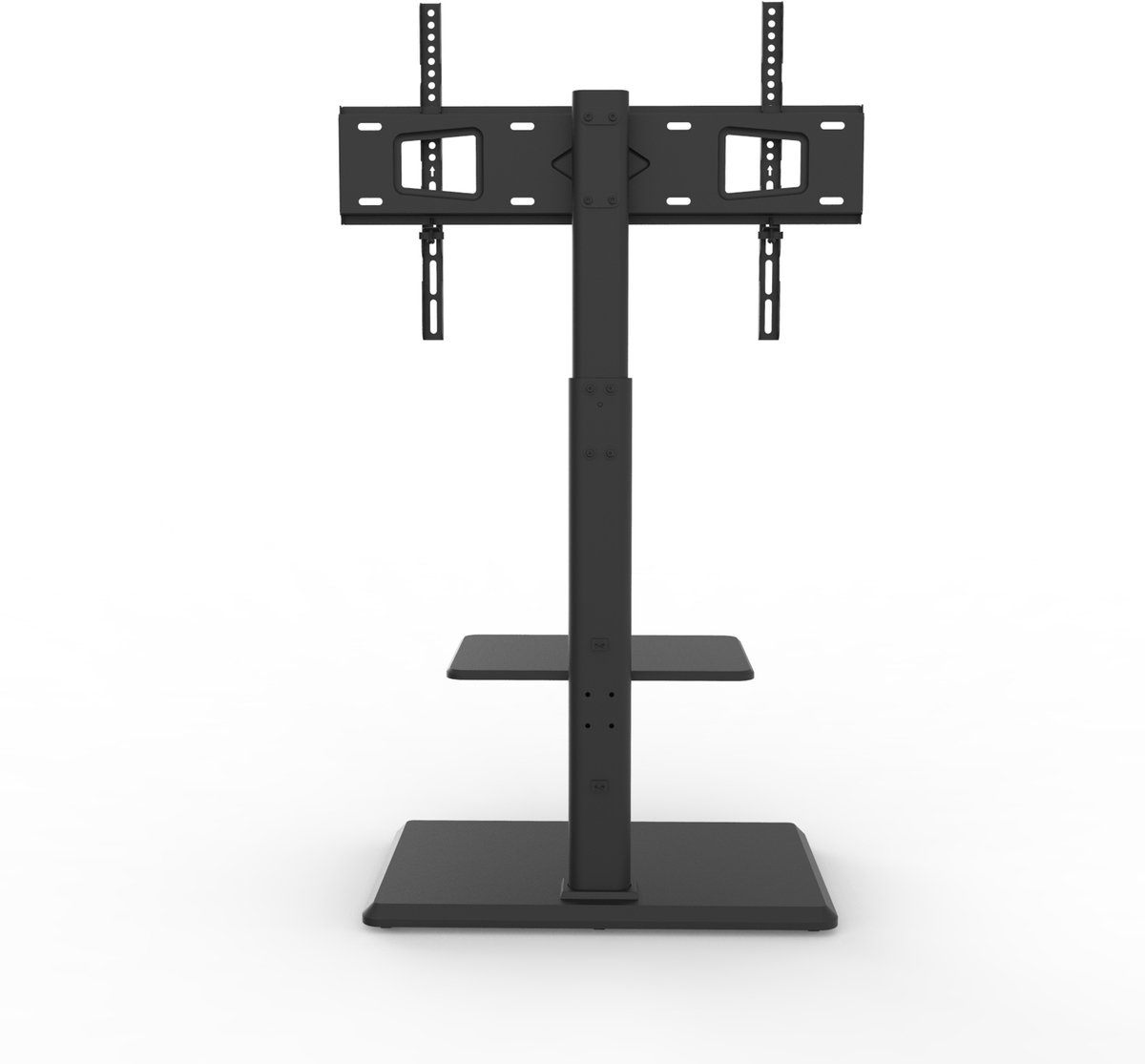 AVOID® FSH25-2 TV Standaard – Voor 40-75 Inch TV – Met Legplank – Verstelbaar – Zwart Metaal – Zonder Boren – Stabiel & Modern Design – 65 Inch – 55 Inch