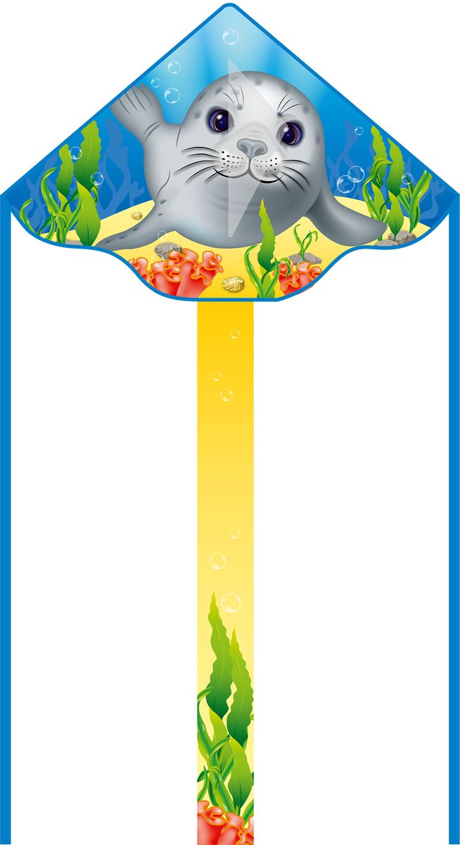 Kindervlieger HQ Simple Flyer 120 Seal 102005 Blauw 120 x 75 cm + 150 cm staart