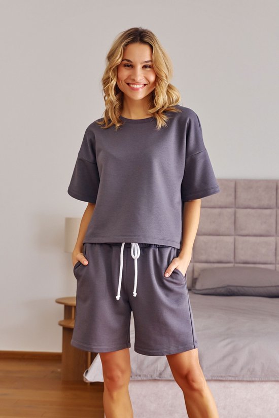 RSLOVE Dames kanten pyjamaset sexy nachtkleding tops en shorts 2-delig, Rood, M