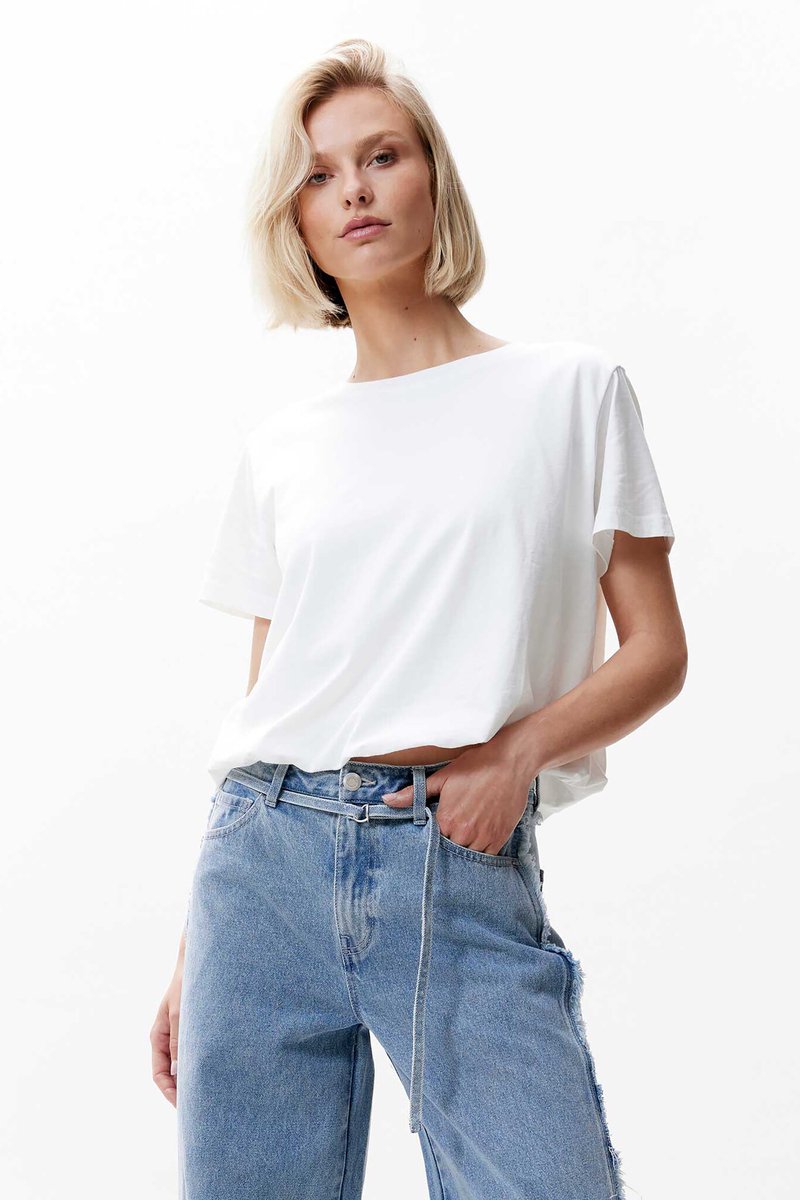 Catwalk Junkie dames O-hals shirt tuck in wit