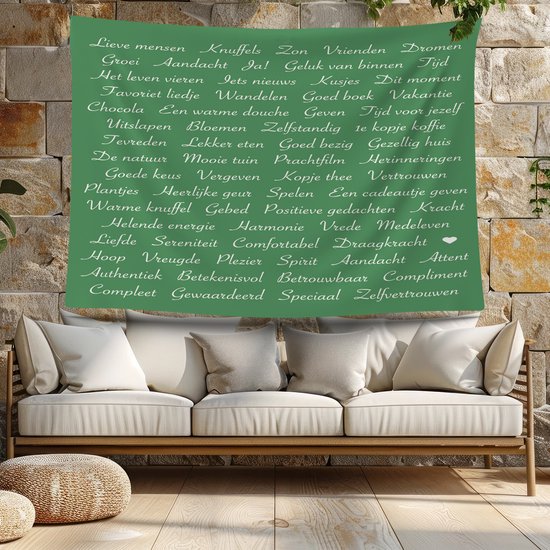 Ulticool - Texte Pensée Positive Zen Geluk Confidence Cadeau - Affiche Tapisserie - 200x150 cm - Groot tapisserie - Affiche Jardin Tapisserie