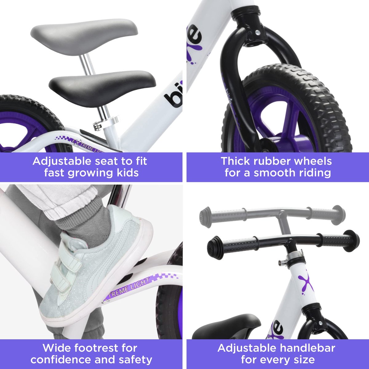 Bixe Aluminium Loopfiets 18 Maanden tot 6 Jaar Oud - 30,5 cm (12 inch) Wiel Fiets - Zonder Pedaal Peuterfiets - Eerste Fiets voor 1 2 3 4 5 + jaar Jongen of Meisje - Loopfietsen voor Kinderen thumbnail 4