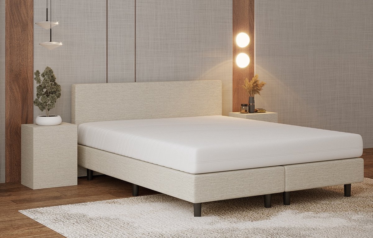 Nessa® - 160x200 Boxspring Bjorn - Crème - Beige - Inclusief Pocketvering matras thumbnail 2