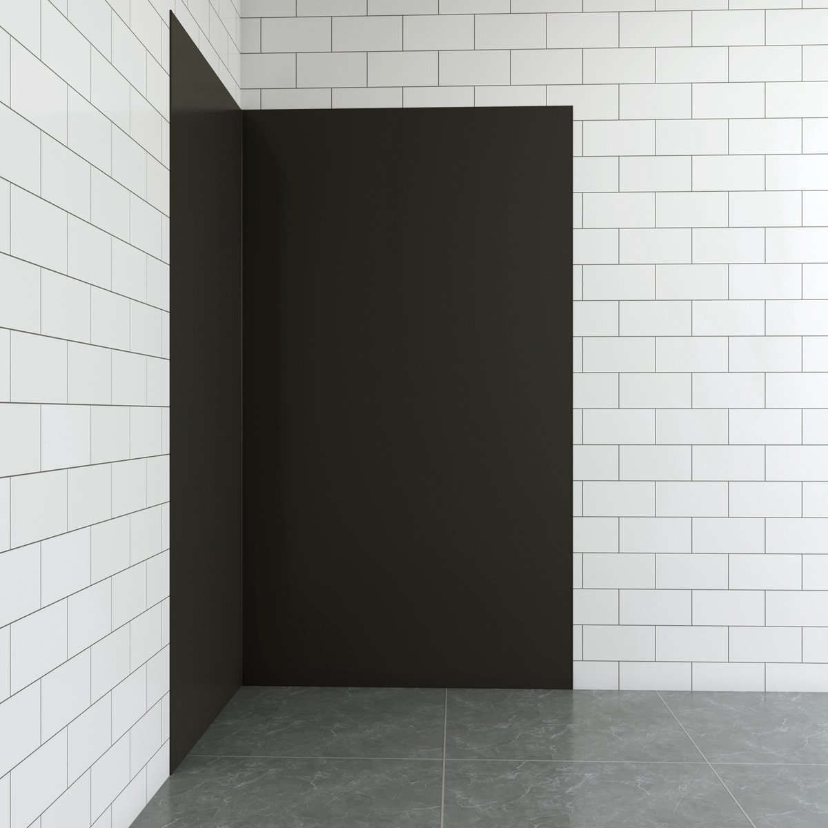 Aica B:80xL:80xH:210cm mat zwart aluminium composiet platen , 3 mm dik-Set van 2 douchewan