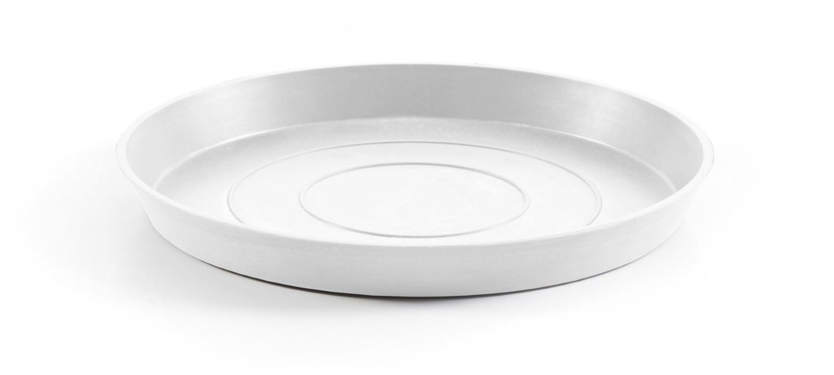 Ecopots Saucer Round - Pure White - Ø28,7 x H3 cm - Ronde witte onderschotel met waterreservoir