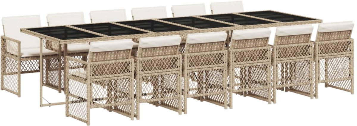 Tuinset met beige poly rattan kussens voor buiten - The Living Store.