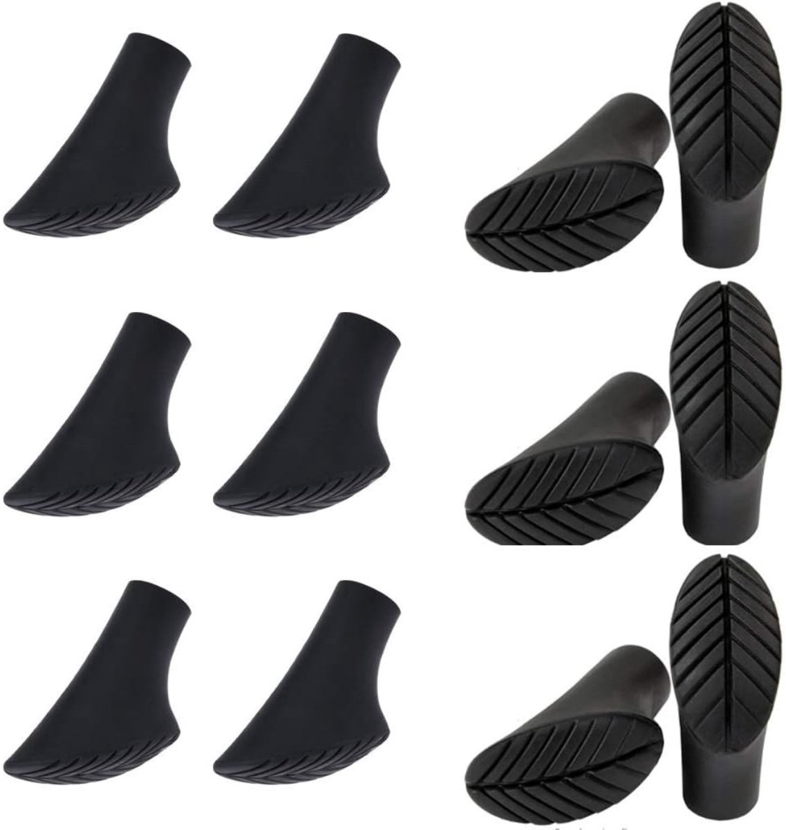 Nordic Walking-stokken rubberen stootkussens - Rubberen stootkussens voor wandelstokken - Past op de meeste wandelstokken en Nordic Walking-stokken - Antislip rubberen stootkussens voor wandelen - 12 stuks