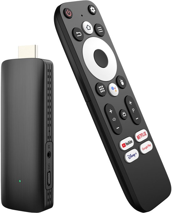 Elcostar Streaming Box Android TV Stick - 4K UHD & HDR - Chromecast ingebouwd - Android 12 - Android TV HDMI Stick - Android TV box Eenvoudig te installeren - Mediabox - Inclusief HDMI kabel - zwart
