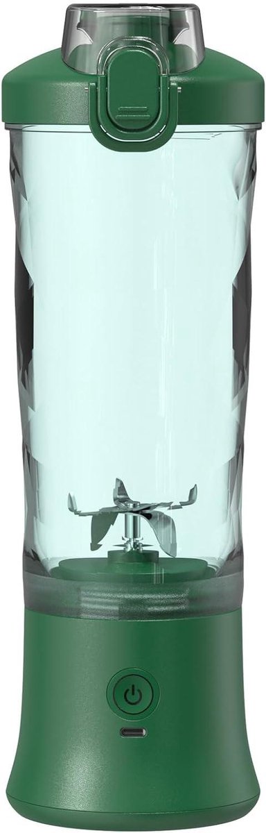 Blender Persoonlijke Maat Sap Cup Verdikte Diamant Vormige Cup Sipping Uitloop 6 Blades Draadloze Voor Sappen Groente LB34 Groen.