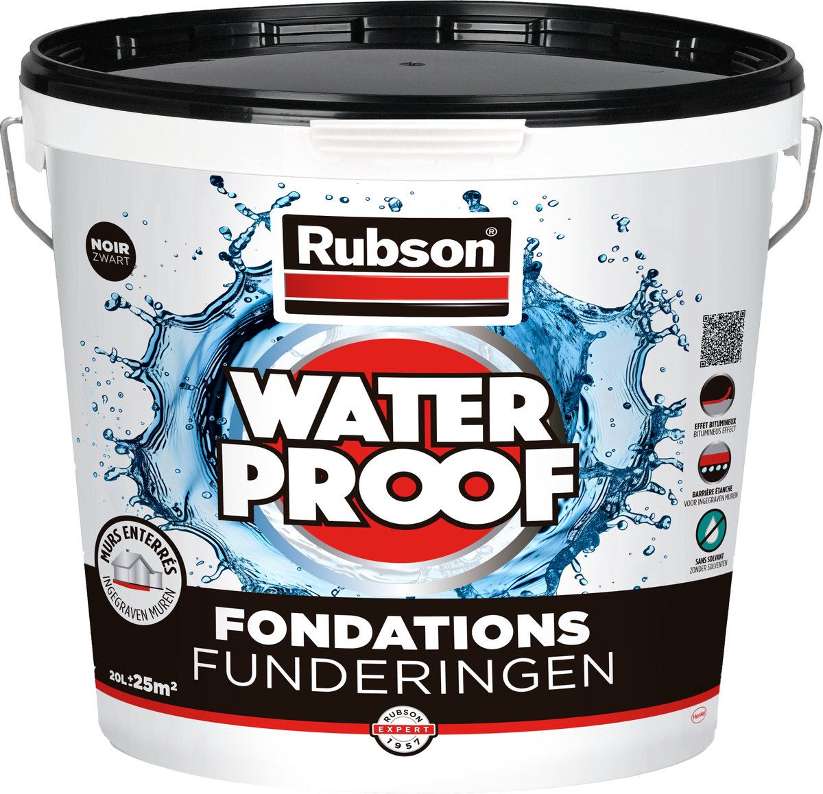 Rubson Funderingen Bitumineuze Coating 20L Jug - Waterdichting voor Funderingsmuren & Ingegraven Muren - Vocht- en Corrosiebescherming