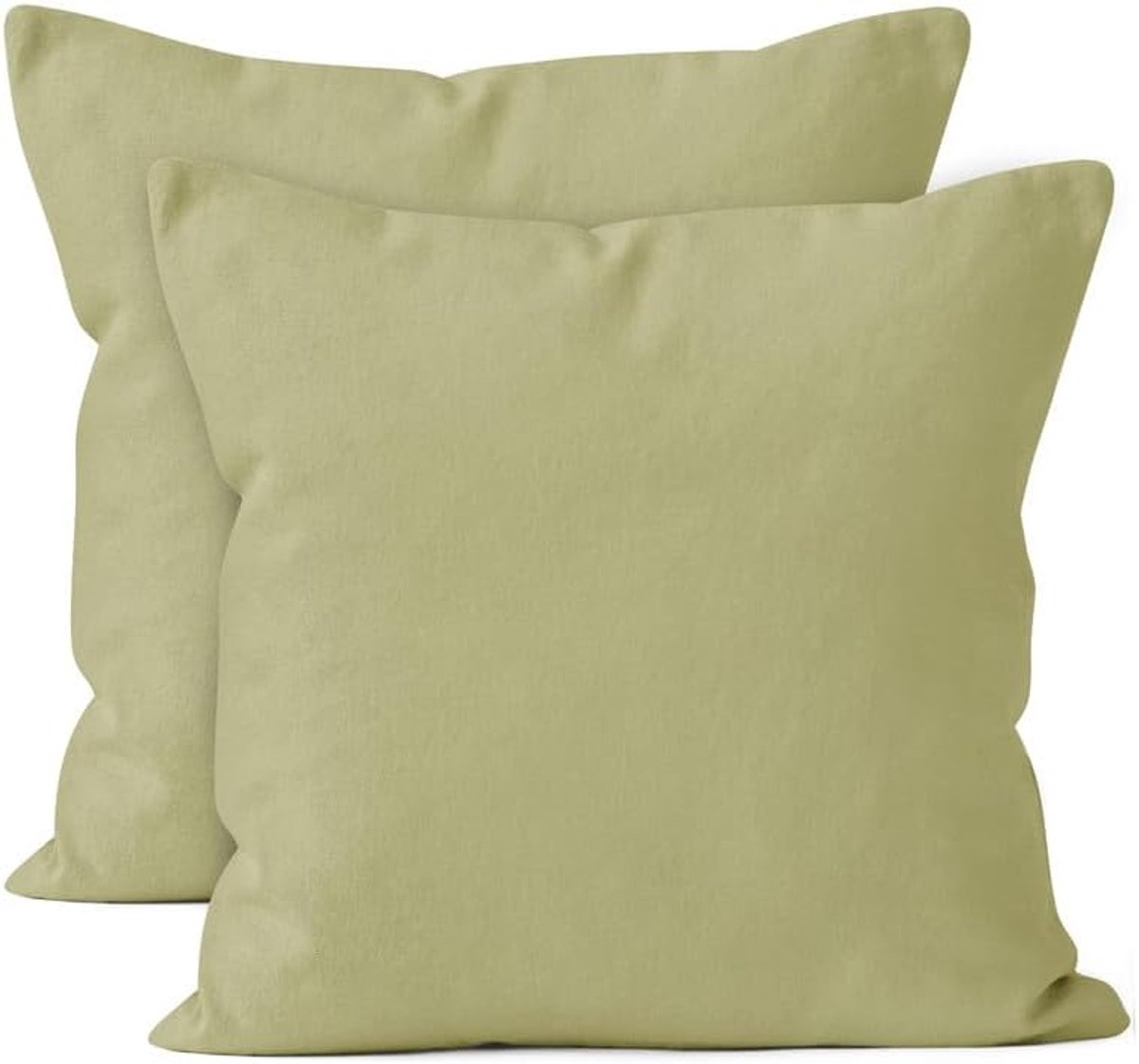 Ibenzoa® Tweevoudige Katoenen Kussenhoezen - Saliegroen, 50x50 cm - Zonder Vulling