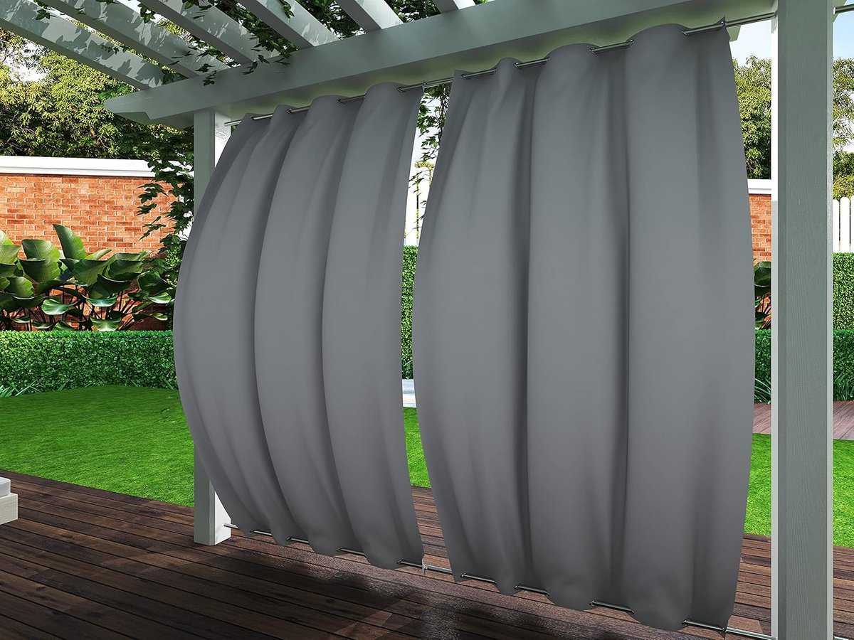 Ibenzoa® Duurzame, Waterdichte Voile Gordijnen met Onder- en Bovenstaande Ogen - 132 x 215 cm (2 Stuks) - Lichtgrijs