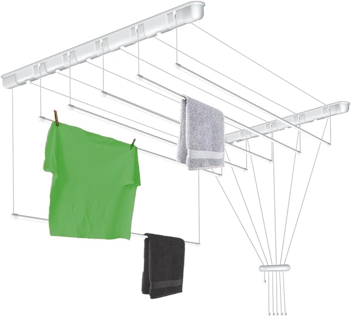 Ibenzoa® Multifunctionele Plafonddroograil met 6 Staven - Wit - Ruimtebesparend Design