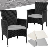 tectake® - Wicker tuinstoelen - Set van 2 - UV-bestendig - Stalen frame - Regenbestendige afneembare hoezen in 2 twee kleuren - Voor terras of balkon - zwart