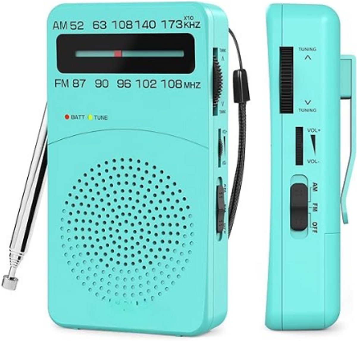 Noodradio - Solar Opwindbaar - Solar powerbank - Zonneenergie - Survival Noodpakket - Zaklamp Oplaadbaar - AM/FM - Noodrantsoen - Tourqoise
