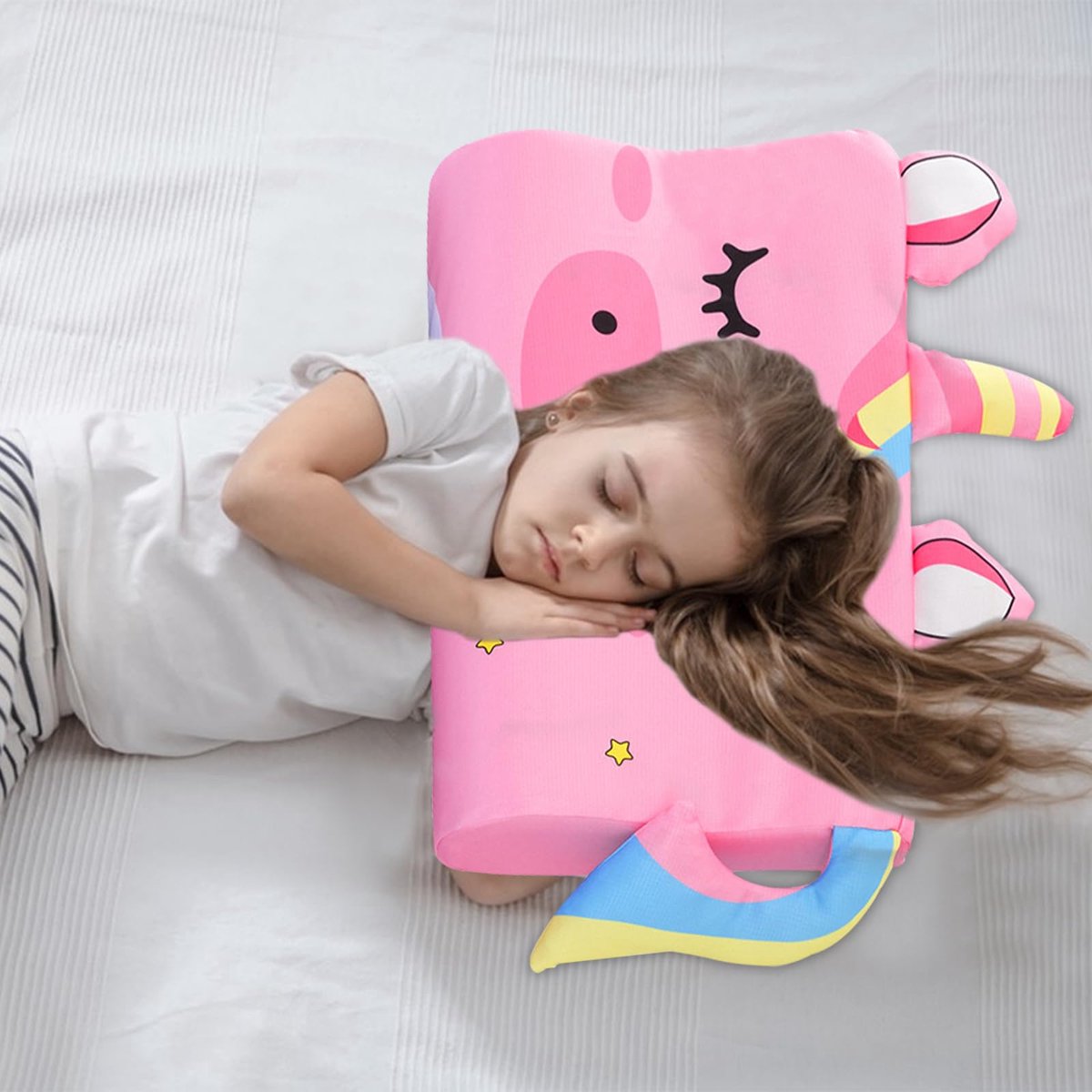 LUKIUP Schlummerkids Kussen, 45 x 27 cm sluimerkids, schattige dieren, kinderkussen, memory, ademend, comfortkussen, schuim, ergonomisch voor kinderkussens vanaf 3 jaar (vos