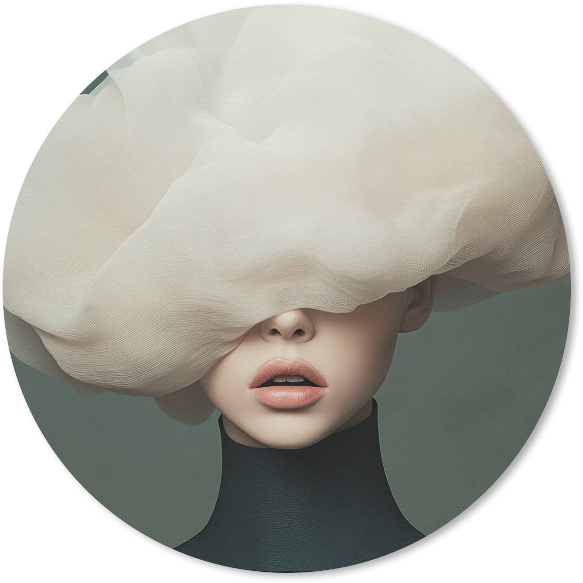 Muismat rond 20x20 cm - Mousepad Hoed - Vrouw - Beige - Ronde muismatten