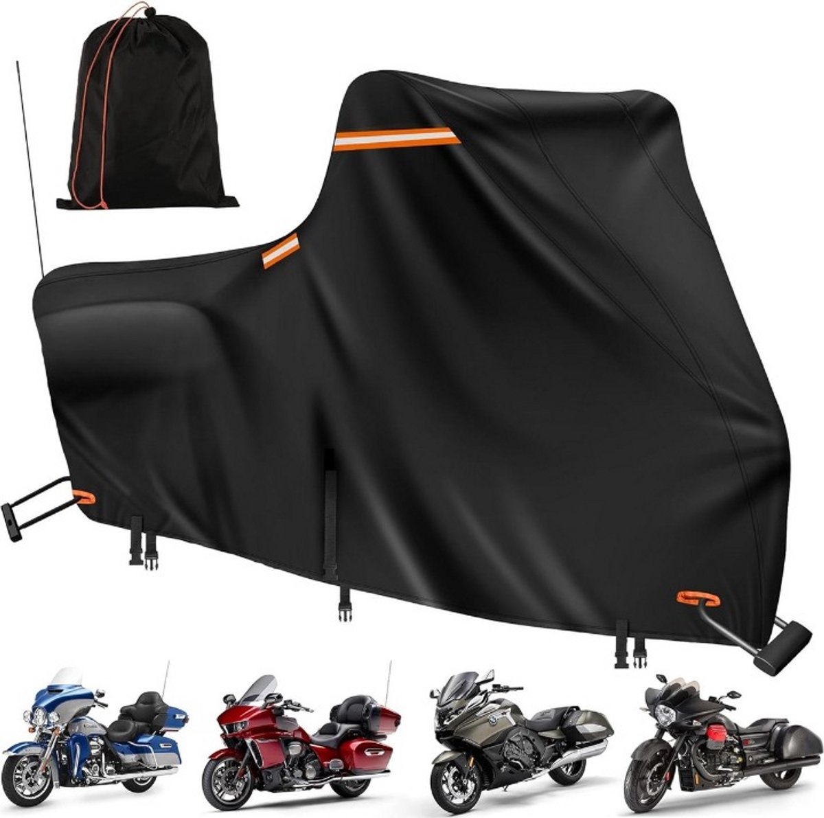 Motorhoes - Scooterhoes - Scootmobielhoes - Windscherm - Waterdicht - Nanomateriaal - Heavy Duty - voor Buiten - 420D Oxford-stof - 274 x 111 x 142cm - Zwart