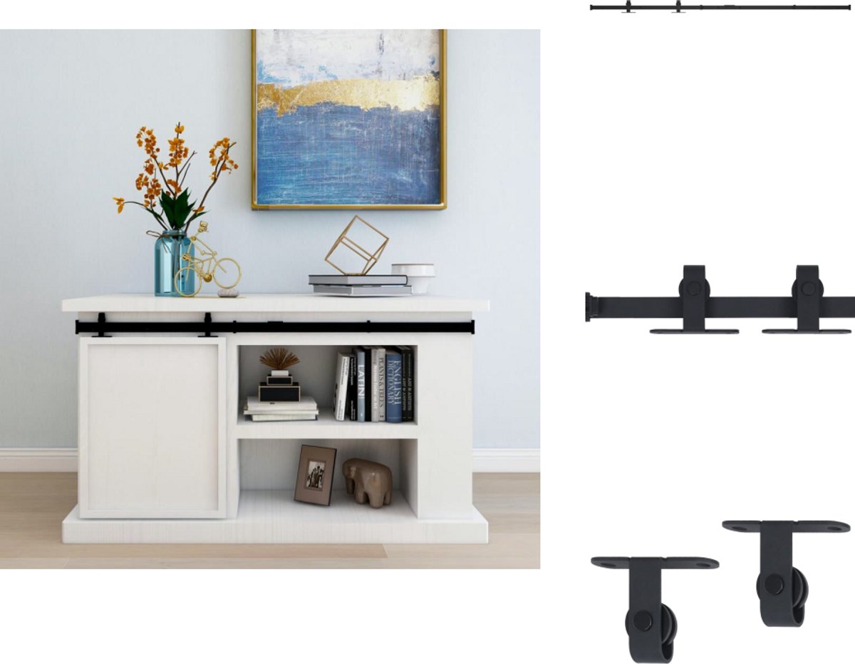 Kit De Porte D'armoire Coulissante VidaXL - Rails Acier Carbone 183 Cm, Charge 20 Kg, Couleur Blanc - 3