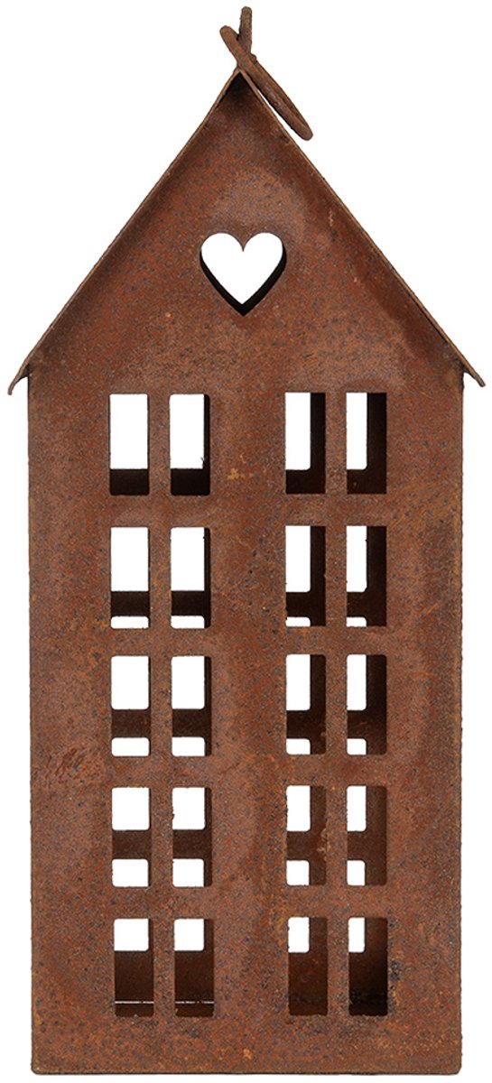 Clayre & Eef Decoratie Beeld Huis 13x11x30 cm Bruin Metaal