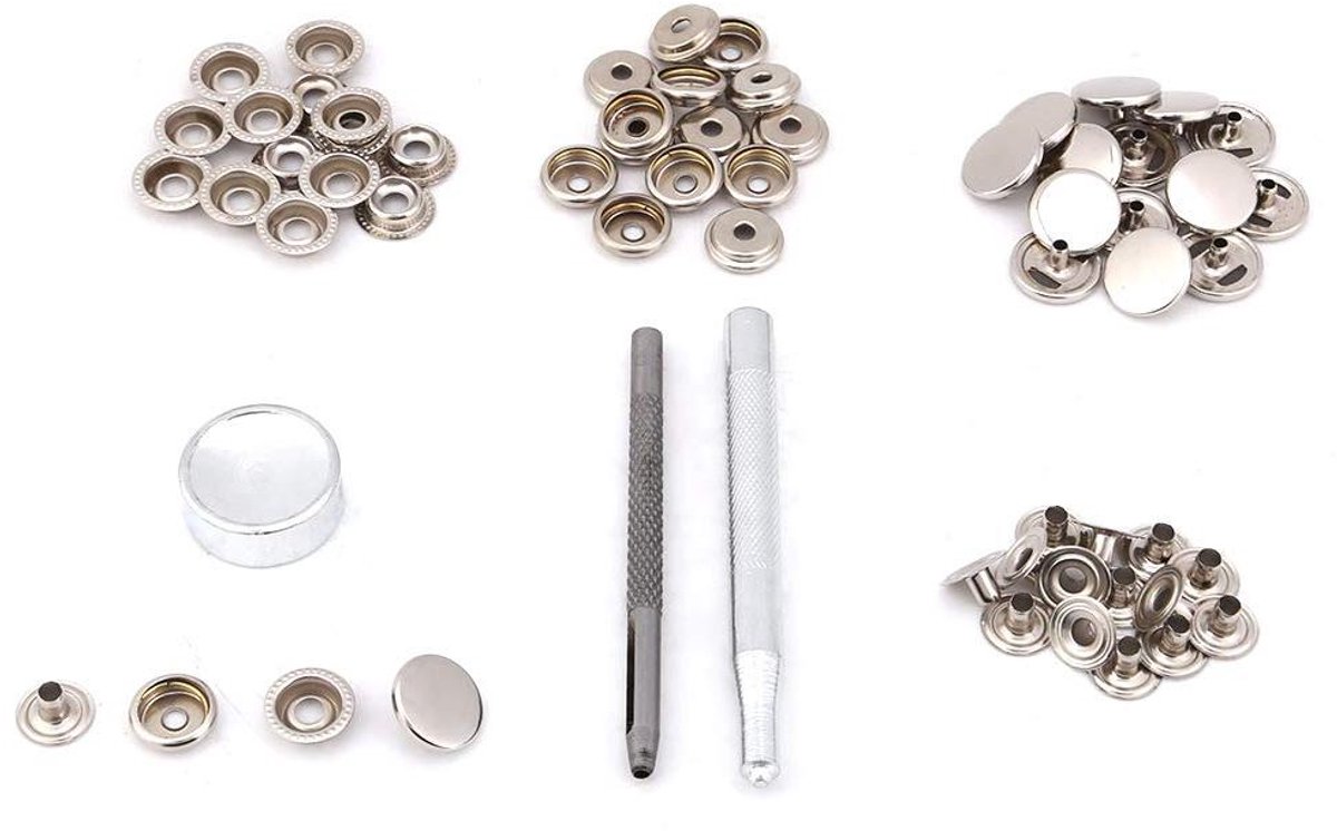 Set van 80 metalen drukknopen, 15 mm