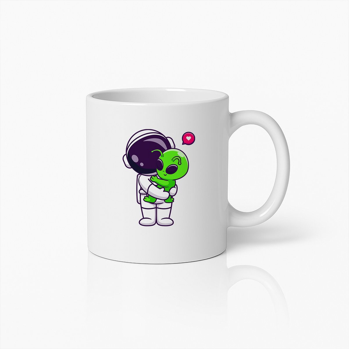 Ruimteknuffel Mok – Schattige Astronaut en Alien Cartoon Koffiebeker