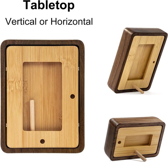 Kattepote Fotolijst 7 x 5 inch, fotolijst 13 x 18 cm, tafel- of wandmontage, voor foto's tot 13 x 18 cm en met passe-partout voor foto's tot 9 x 13 cm, van beukenhout