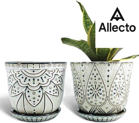 Milisten Lot De 2 Plateaux De Fleurs En Céramique Dorée - Base Drainante Pour Pots De Plantes, Idéal Balcon Et Jardin
