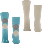 Burlington Everyday 2-Pack gedessineerd katoen multipack sokken heren blauw - maat 40-46
