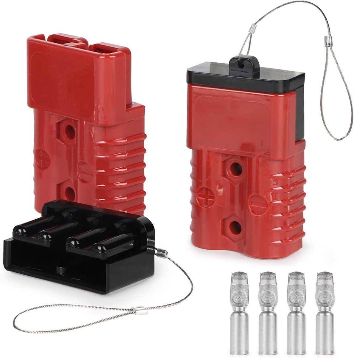 Batterijaansluiting 175 A snelaansluitstekker 2 stuks Quick Connect met stofkappen voor Anderson-stekker accuconnector voor auto camper (rood)