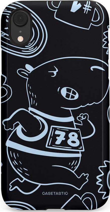 Casetastic Hoesje Geschikt voor Apple iPhone Xr - Stijlvolle Beschermende Duo-layer Case - Capibara kampioen