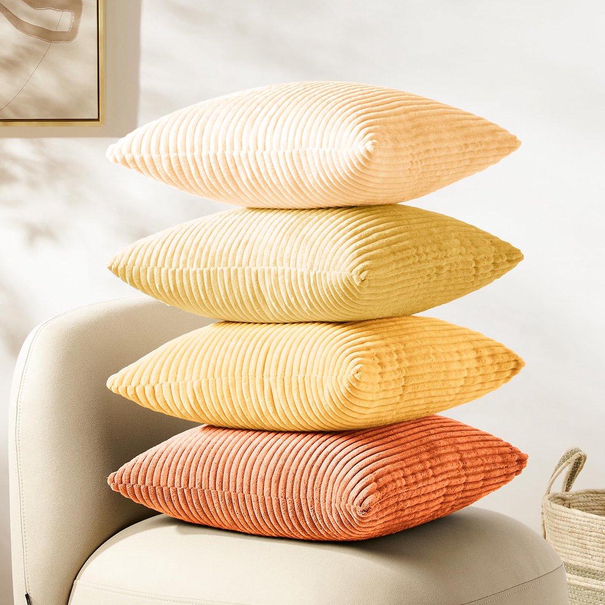 Ibenzoa Stijlvolle Seizoensgebonden Corduroy Kussensloop Set voor Elke Kamer en Decorstijl orange