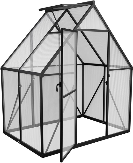 Aufun Kas Aluminium met Broeikas Fundering 125x180x195 cm Kas Tuin Koud Kaas Tuin Kas voor Buiten Kas Bouwpakket met Tunneldeur voor Tuinplantenteelt (6x4FT)