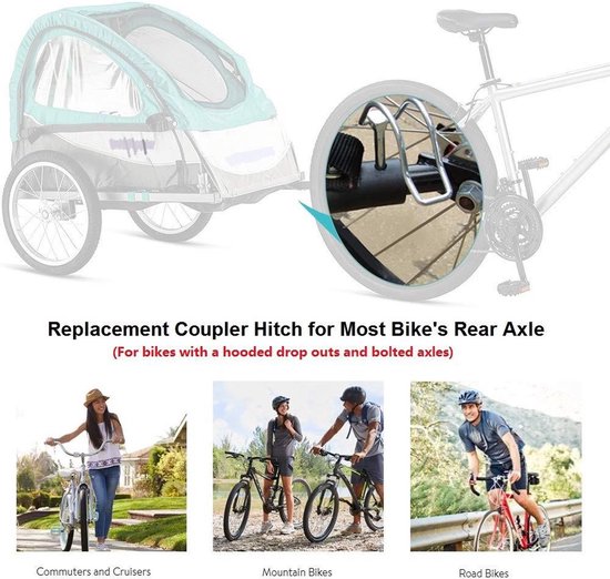 2stuks - Fietskarkoppeling - Adapter Accessoires - Connector Koppeling - Fietsadapter - Voor Kinderfietskar, Haakadapter, Accessoire Fietskoppeling Accessoires - Instep Fiets - Zwart van Merkloos — afbeelding 3