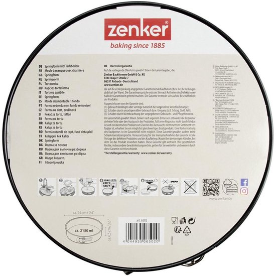 Springvorm met scharnier 24 cm Zenker Black Metallic