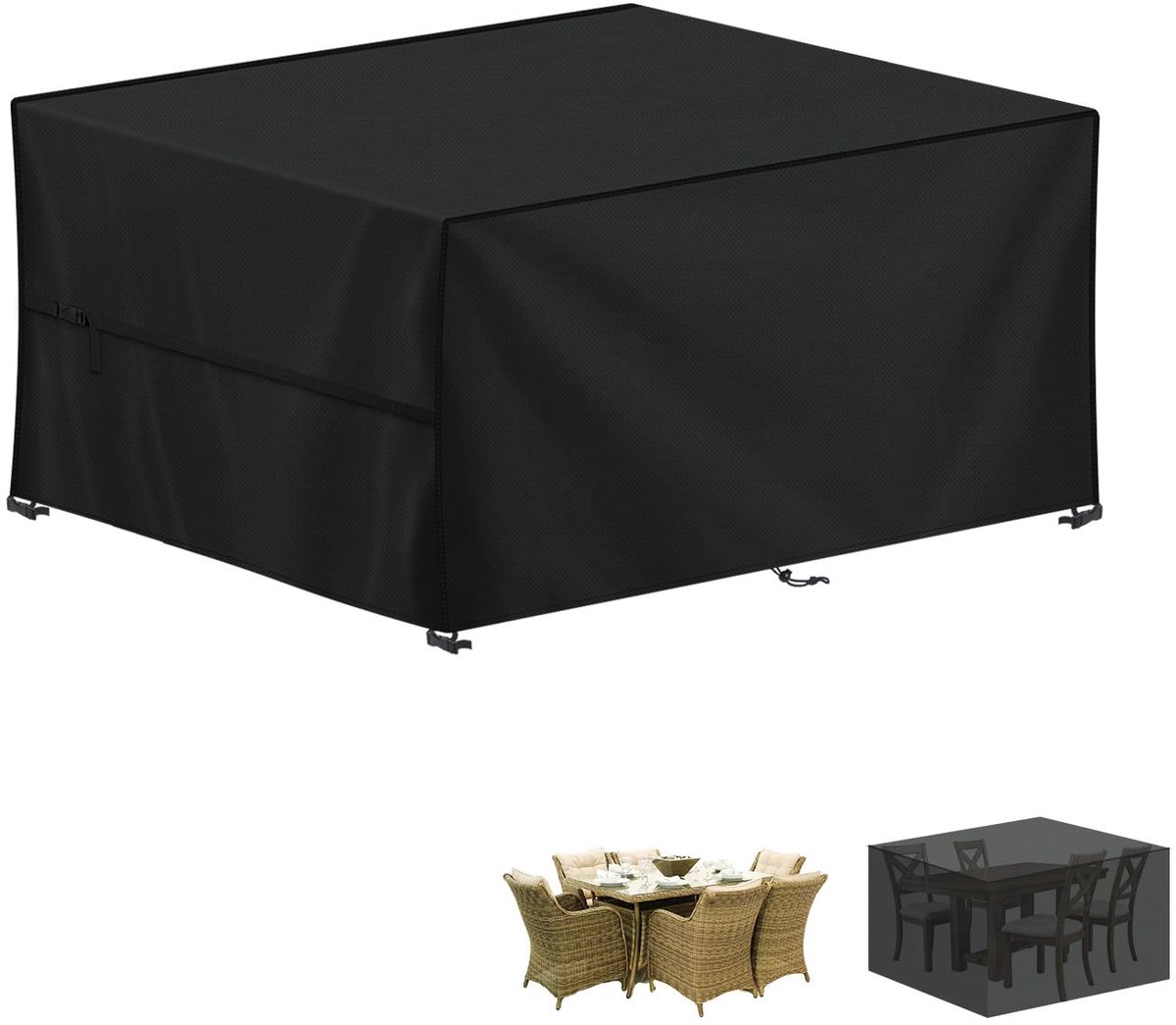 Ibenzoa Tuinmeubelhoes voor Optimale Bescherming tegen Weer en Wind, Uv-bestendig en Waterdicht, 140 x 90 cm zwart
