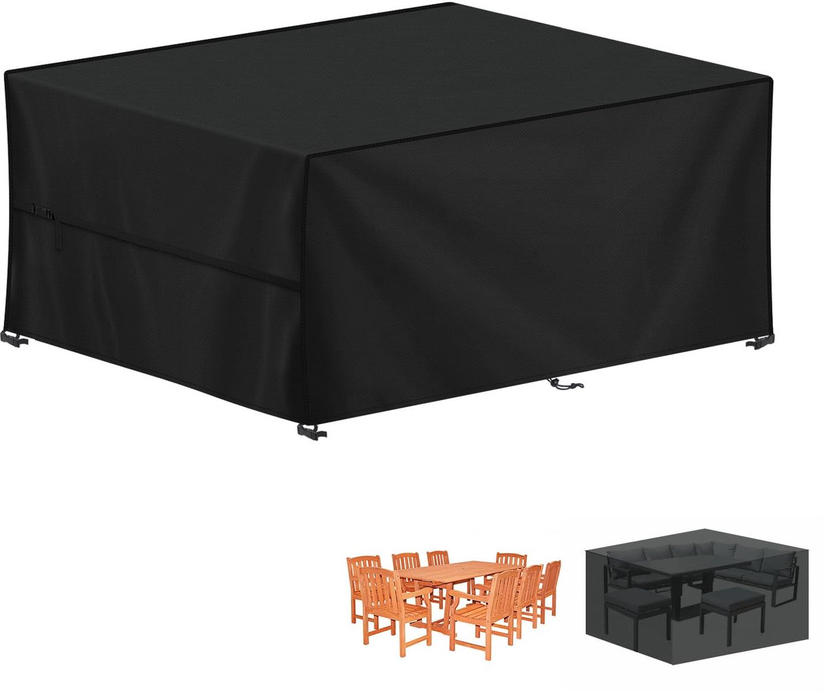 Ibenzoa Hoogwaardige Weerbestendige Beschermhoes voor Tuintafels en Loungemeubelen 180 x 130 x 90 cm zwart