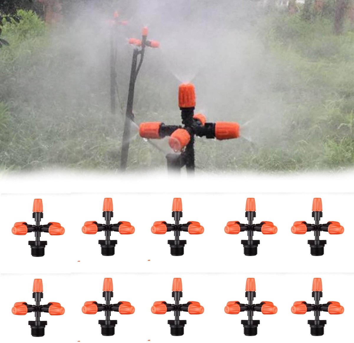 Ibenzoa® Druppelirrigatie-systeem met Instelbare Nevelsproeiers voor Tuin en Kas - 10 Stuks
