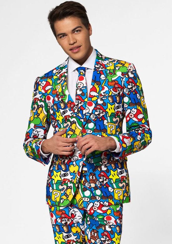OppoSuits Super Mario™ - Heren Kostuum - Nintendo Pak - Carnavalskleding - Gekleurd - Maat EU 54