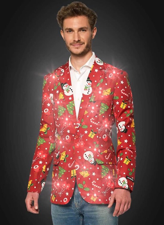 Suitmeister Christmas Red Icons - Veste homme - Lumineuse - Blazer de Noël - Taille L