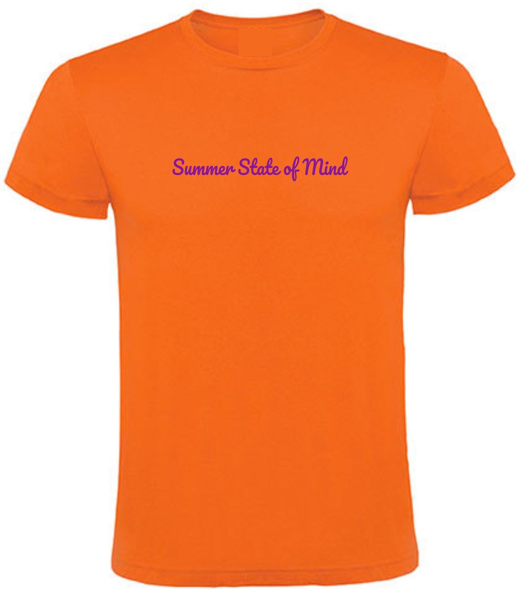 Unisex Zomer Tshirt – Summer State Mind T-shirt in Neon Paars Xlarge Design EIZOOK
