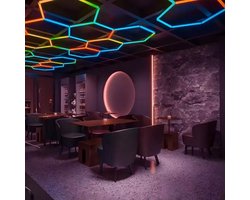 RGB + APP 4,85 x 2,44 meter Hexagon LED Verlichting - Hexagon LED Lamp - Kapper verlichting Barber Led Panelen - Garage Verlichting - Auto Verlichting - Vervormbare Wandpanelen - Salon - Detail Verlichting - Honinggraat lamp - RGB - Led - Luxe