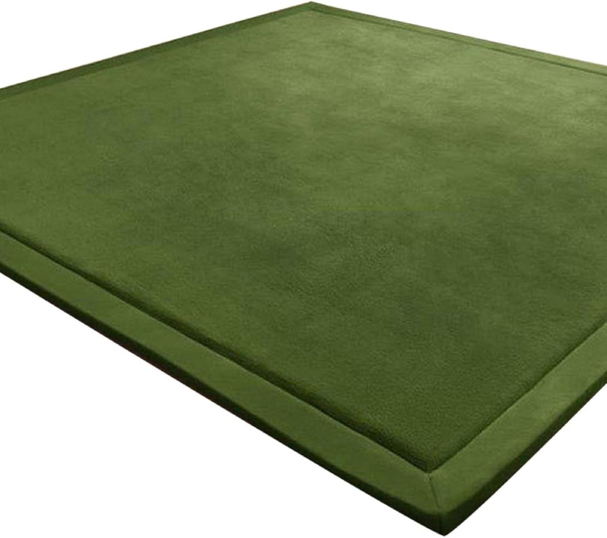 Zacht koraal fluwelen speelmat voor kinderen - antislip, 150 x 150 cm, donkergroen
