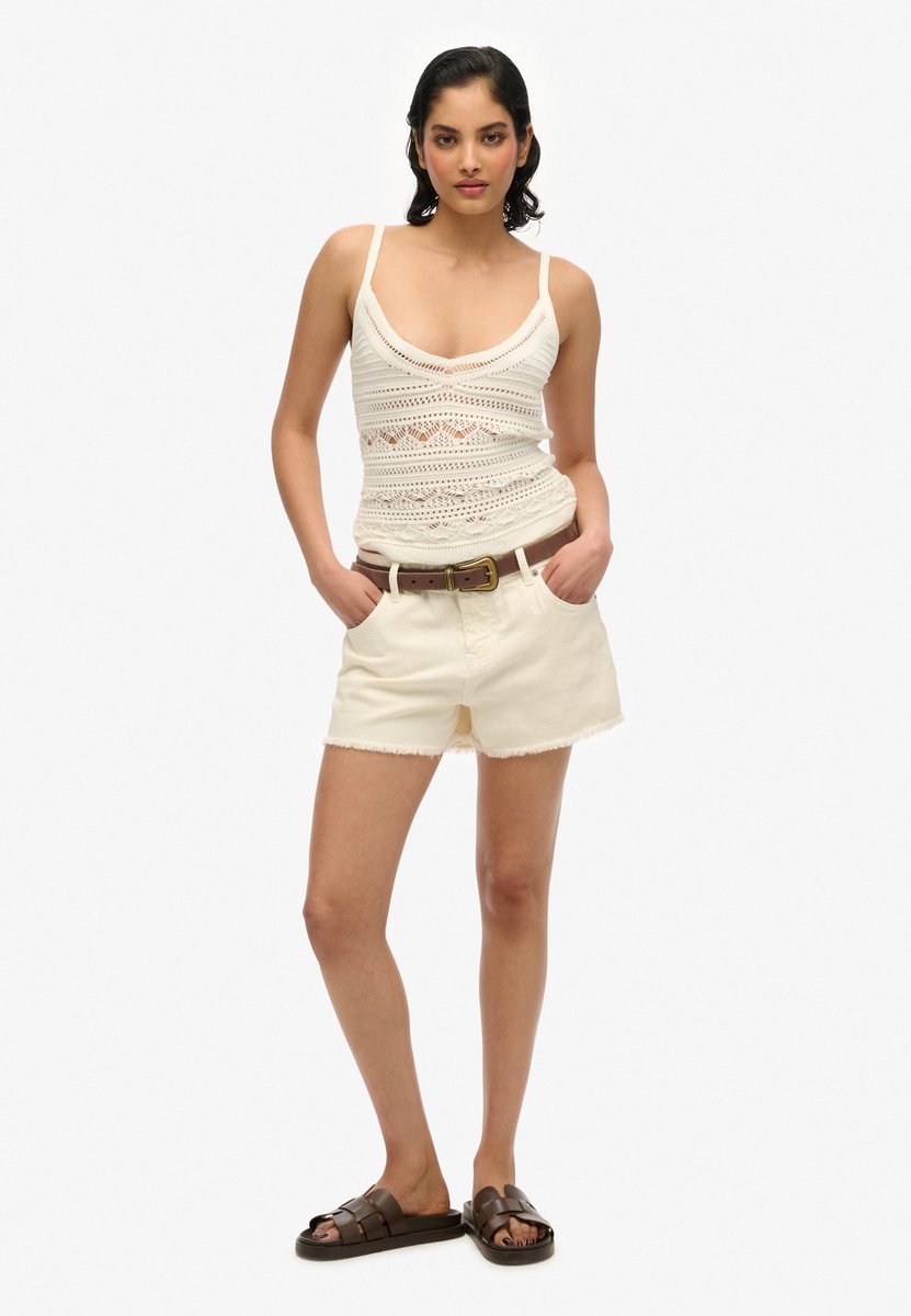 Superdry Mid Rise Hotpants Dames Jeans shorts Wit