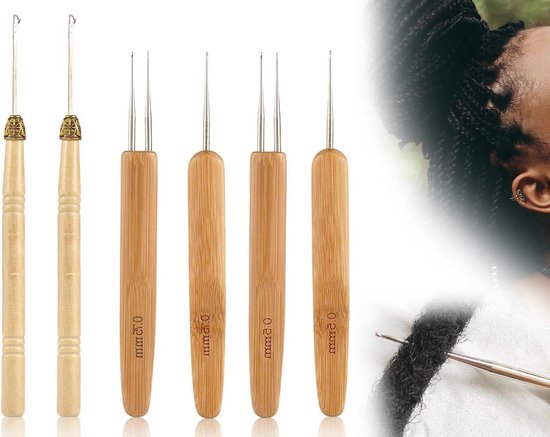 6 stuks dreadlocks haaknaalden - Inclusief dubbele en enkele naalden, voor het maken