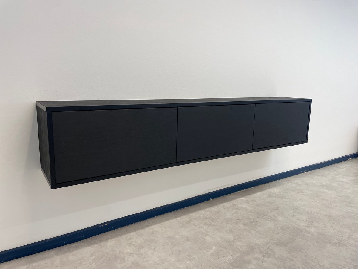 Hardhout TV Meubel - Zwart - 160 cm - 3 soft-close deuren - Push-to-Open Kliksysteem
