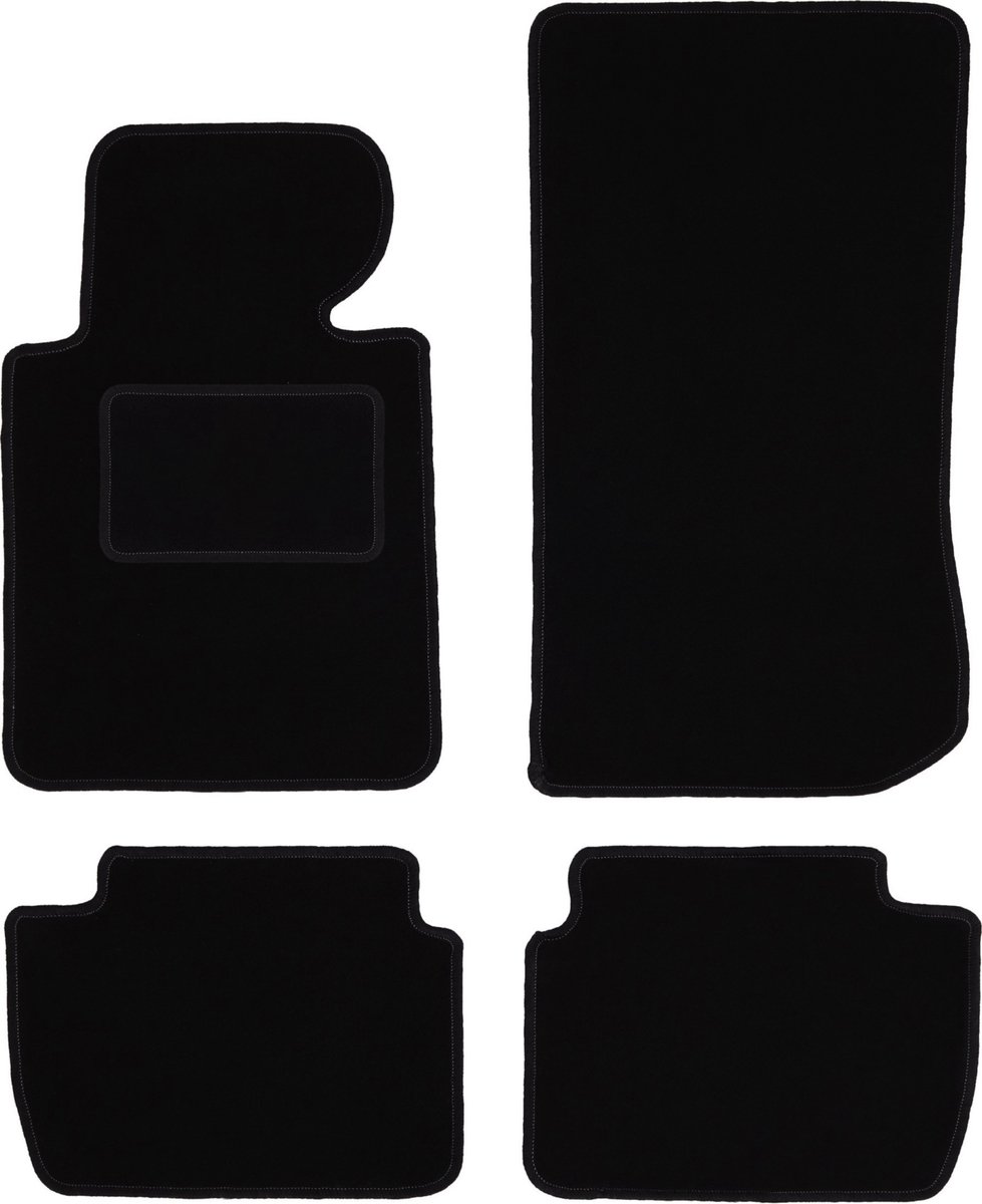 Zwarte veloursmatten voor: BMW 3 E46 compact, coupé, sedan, stationwagen, touring (1998-2007)