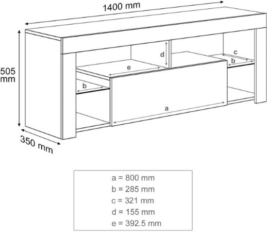 180 cm breed tv-meubel met ledverlichting, hoogglans afwerking, 3