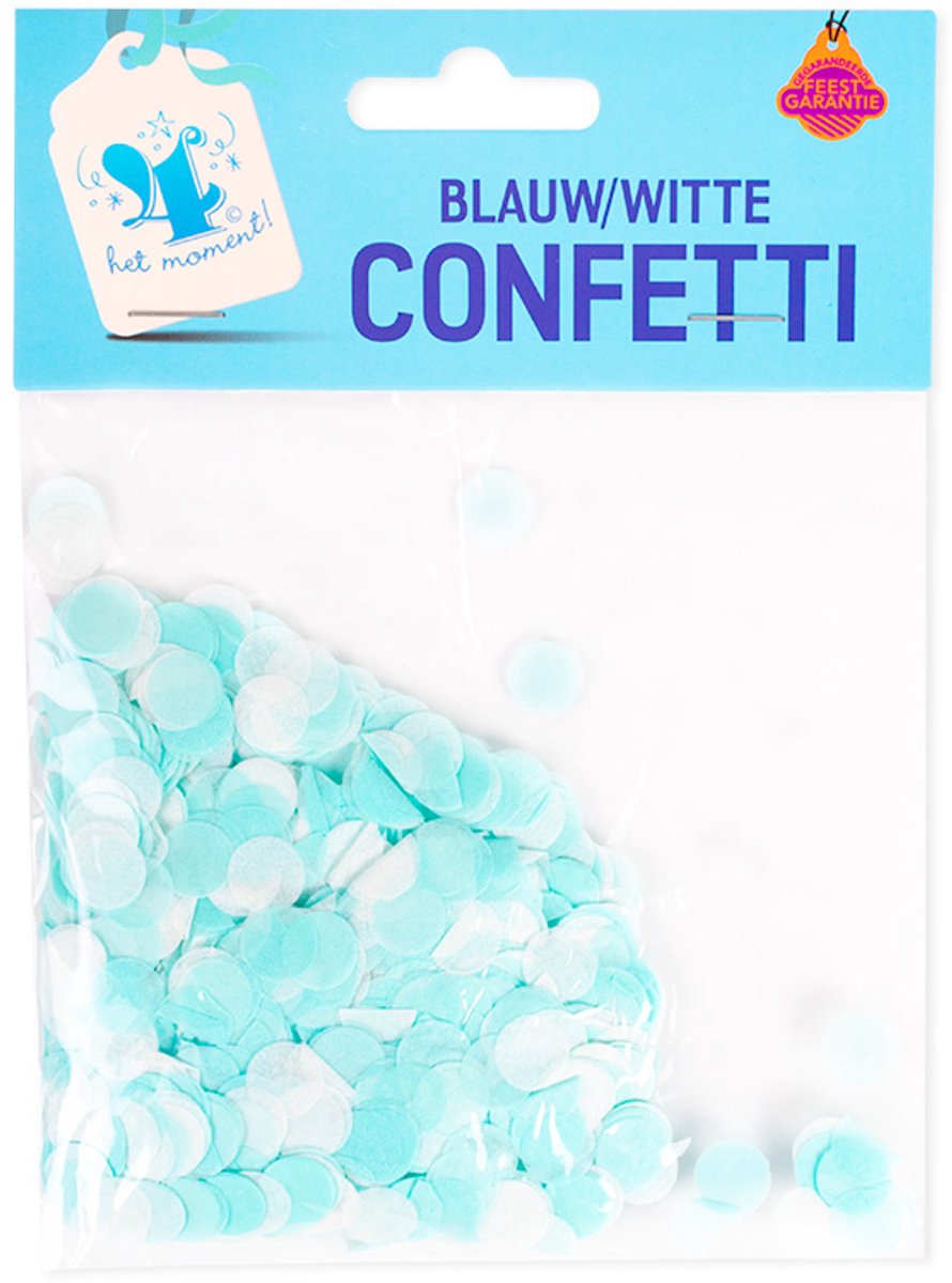Verpakking confetti | blauw witte rondjes | papier | ca. 100 stuks