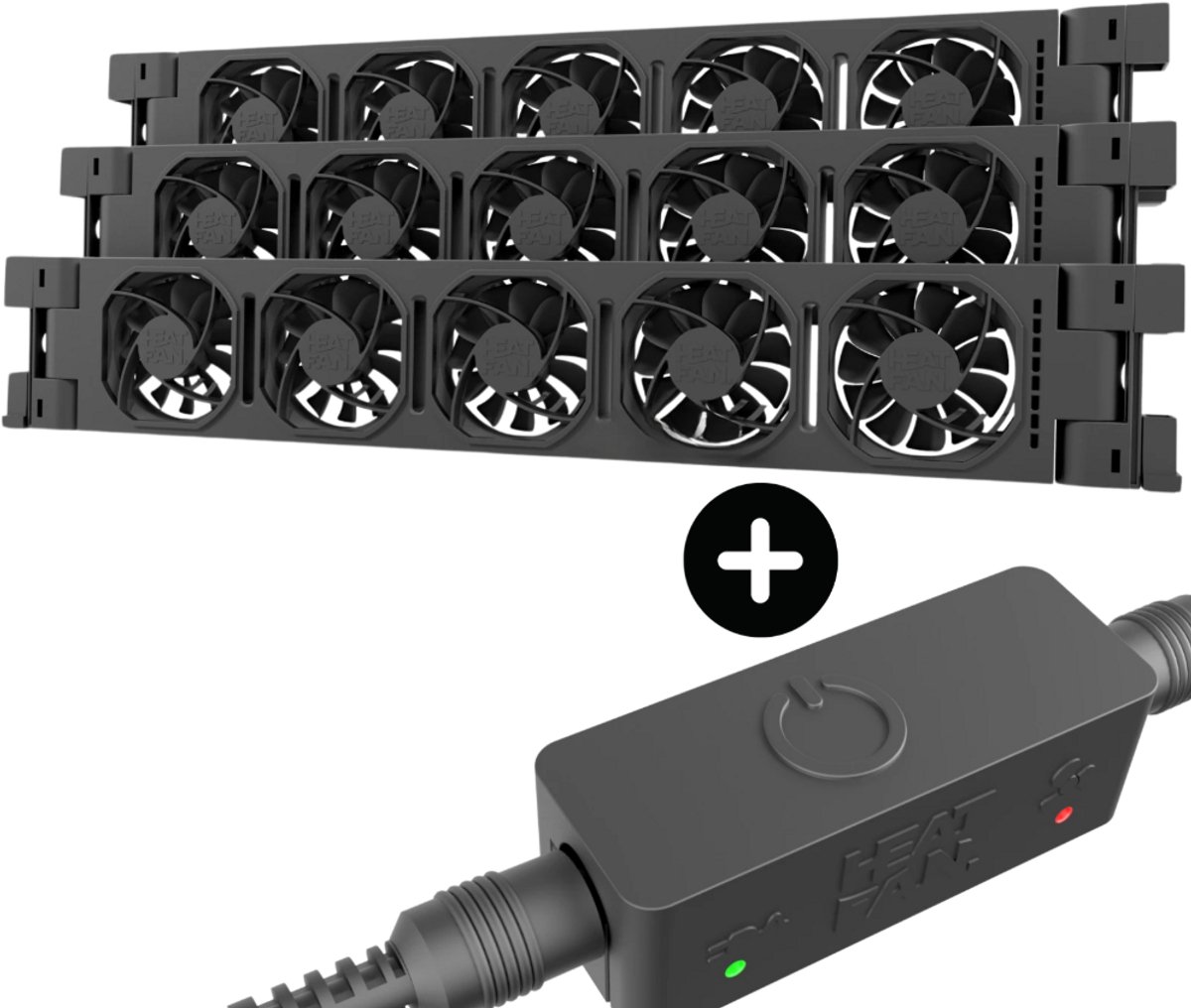 Heatfan radiator ventilator 5-voudig zwart - set 3 stuk (56097)